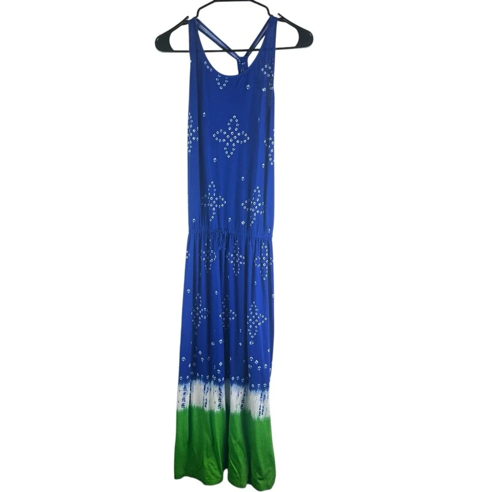 Ralph Lauren Girls Dress Blue Top Green Bottom Tie Dye Racer Bk Sz‎ XL (16) NWT